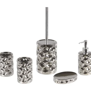 Badkamerset set van 5 keramiek zilver TIRUA Badkamerset set van 5 keramiek zilver TIRUA