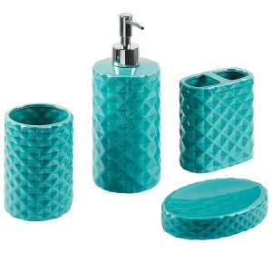 Badkamerset set van 4 keramiek turquoise GUATIRE Badkamerset set van 4 keramiek turquoise GUATIRE