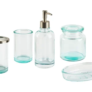 Badkamerset set van 5 glas groen AMARGA Badkamerset set van 5 glas groen AMARGA