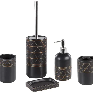 Badkamerset set van 5 keramiek zwart LANCO Badkamerset set van 5 keramiek zwart LANCO