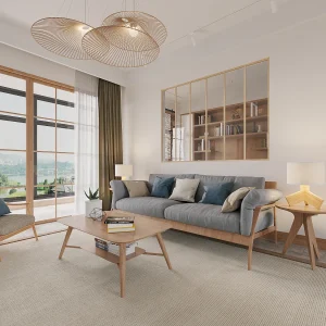 Glazen binnenraam van gepoederlakt aluminium – 180 x 130 cm – Lichte houtkleur – BAYVIEW Glazen binnenraam van gepoederlakt aluminium – 180 x 130 cm – Lichte houtkleur – BAYVIEW