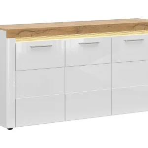 3-deurs dressoir met LED Nara Wit en Hout 3-deurs dressoir met LED Nara Wit en Hout