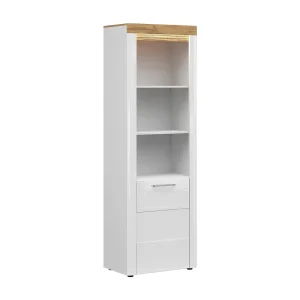 1-deurs boekenkast met LED Nara Wit en Hout