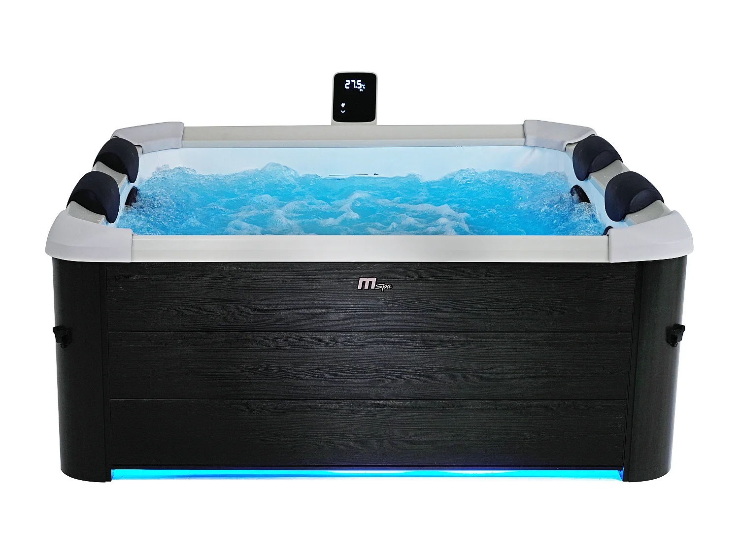 Antracietgrijze halfharde spa met 6 plaatsen met ledverlichting L160 x B160 x H65 cm, NAPUKA van MSPA