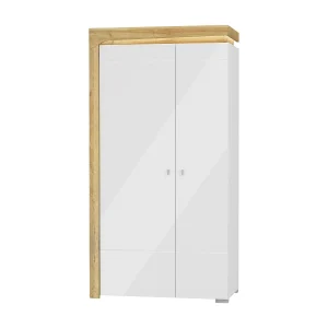 2-deurs LED kast inclusief Teo Wit en Hout 2-deurs LED kast inclusief Teo Wit en Hout
