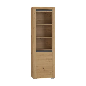 Boekenkast 1 deur LED inclusief Kasla Hout en Antraciet