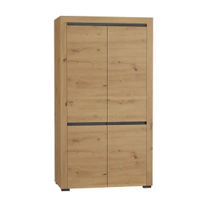 Kledingkast 2 deuren LED inclusief Kasla Hout en Antraciet