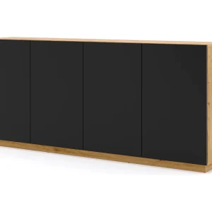 Aurus Hout en Zwart 4-deurs dressoir Aurus Hout en Zwart 4-deurs dressoir