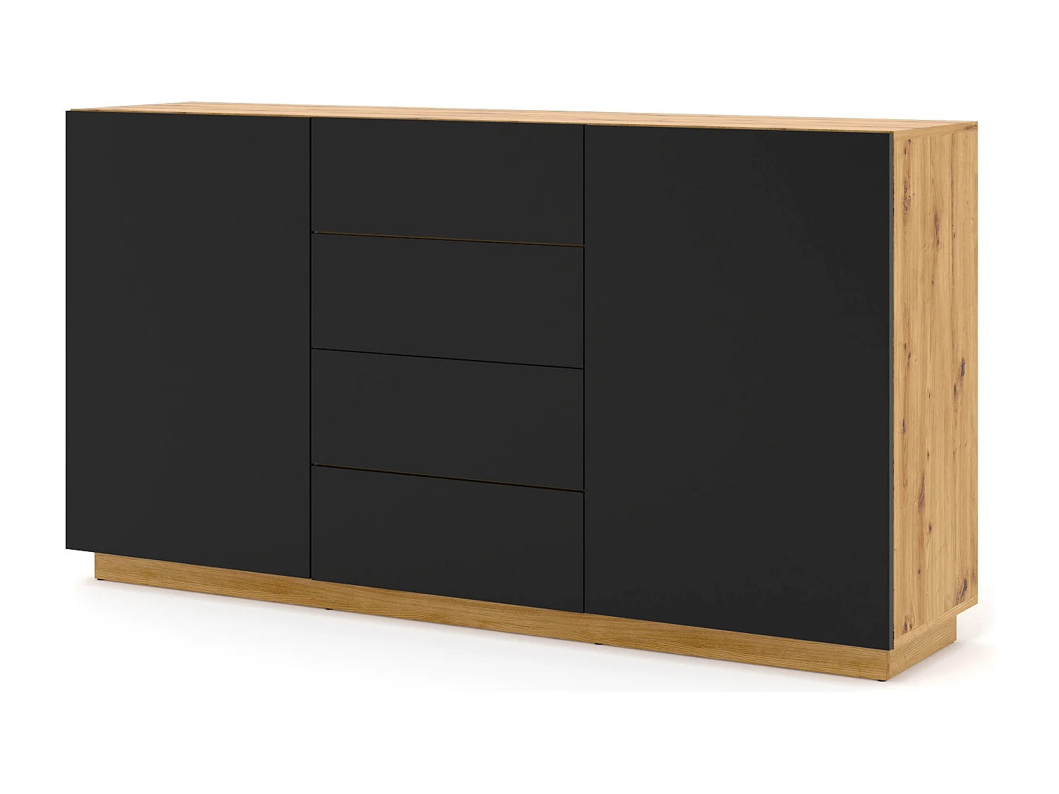Aurus Hout en Zwart 2-deurs dressoir met 4 laden