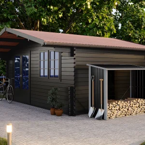 Afdak voor hout van gegalvaniseerd staal 2,23 m3, L182 x D83 x H148 cm DERWOOD