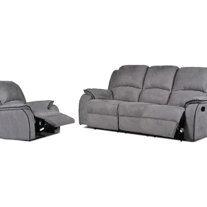 Driezits relaxbank en relaxfauteuilmicrovezel HERNANI – grijs