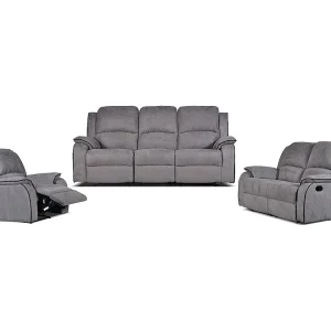 3+Tweezits relaxbank en relaxfauteuilmicrovezel HERNANI – grijs 3+Tweezits relaxbank en relaxfauteuilmicrovezel HERNANI – grijs
