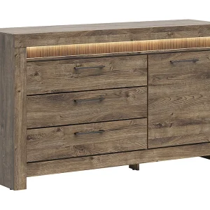 Dressoir 1 deur 3 laden inclusief LED Amaury Hout Dressoir 1 deur 3 laden inclusief LED Amaury Hout