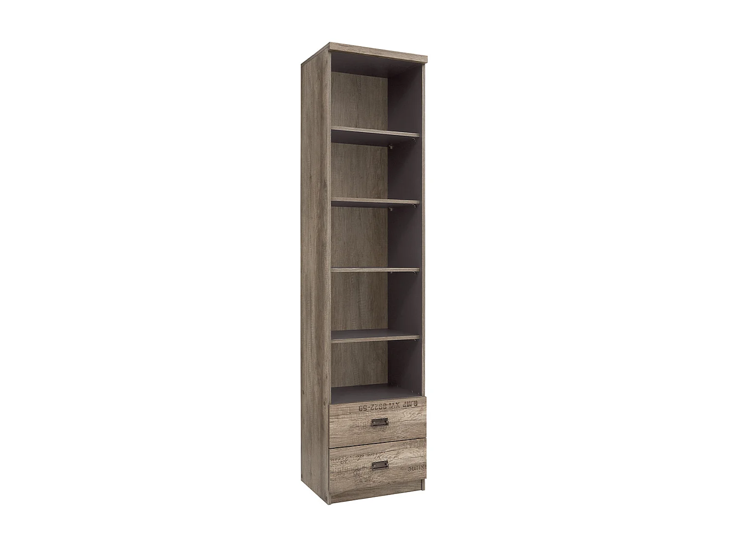 Abel boekenkast 2 laden hout en grijs