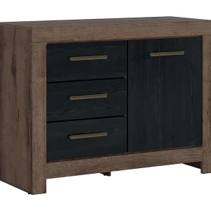 Adam Hout en Zwart 1-deurs dressoir met 3 laden Adam Hout en Zwart 1-deurs dressoir met 3 laden