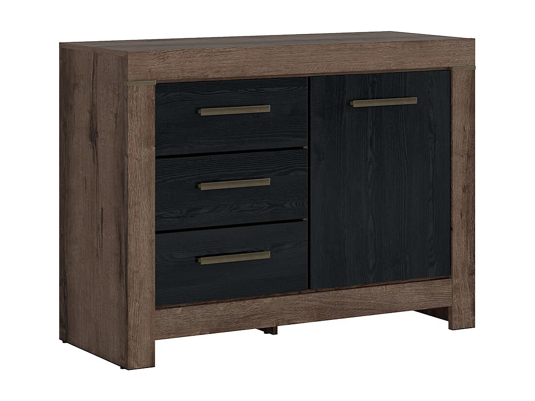 Adam Hout en Zwart 1-deurs dressoir met 3 laden