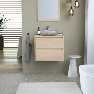 Badkamermeubel met opzetwastafel van steen, 60 cm, MILIPAM Badkamermeubel met opzetwastafel van steen, 60 cm, MILIPAM