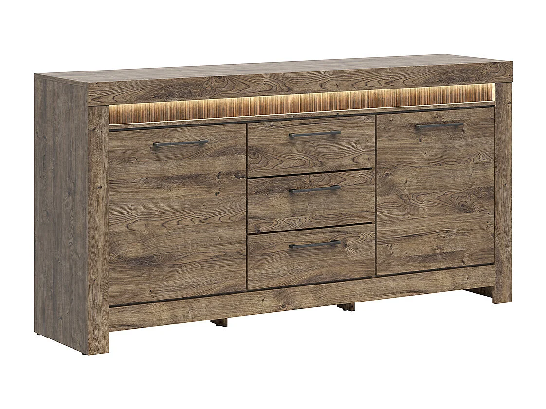 Dressoir 2 deuren 3 laden inclusief LED Amaury Hout