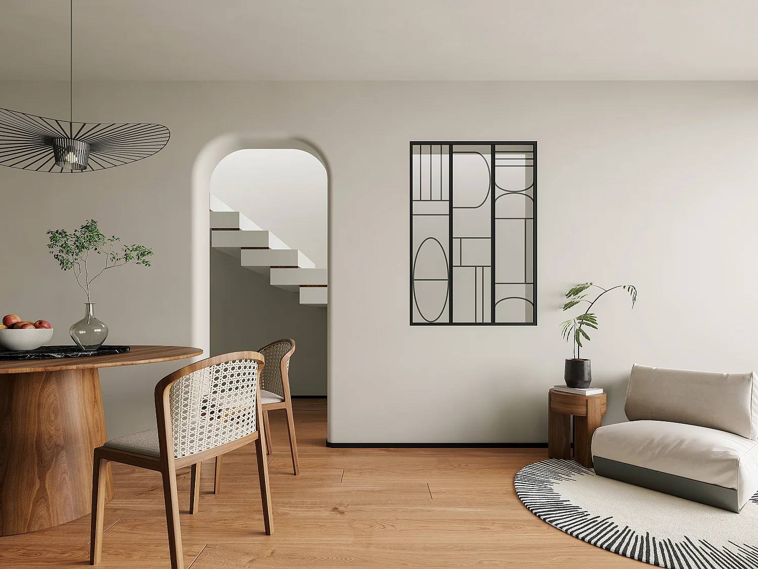 Glazen binnenraam van gepoederlakt aluminium - 90 x 130 cm - Zwart - COUBARTA