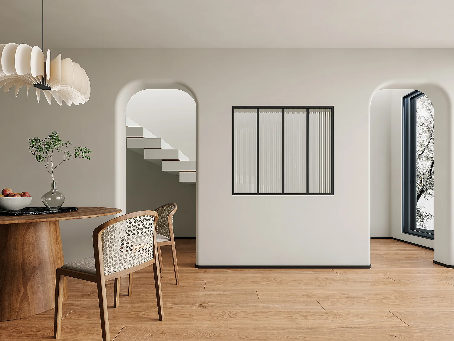 Glazen binnenraam van aluminium en gehard textuurglas - 120 x 105 cm - Zwart - VIETRA