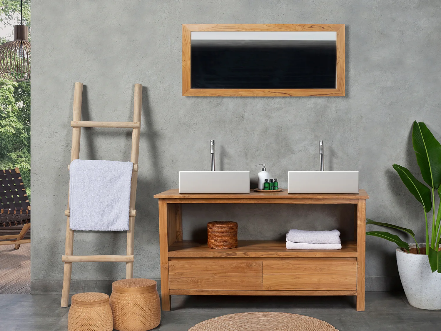 Badkamermeubel in teakhout - 135 cm - KETAPANG - Koop nu goedkoop in je online meubelshop