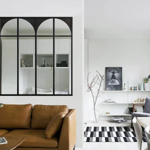 Glazen binnenraam in art-decostijl van aluminium – 120 x 105 cm – Zwart – ARCADEA Glazen binnenraam in art-decostijl van aluminium – 120 x 105 cm – Zwart – ARCADEA