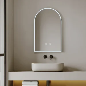 Badkamerspiegel met boog, anticondensfunctie en ledverlichting – B50 cm – ARCADI Badkamerspiegel met boog, anticondensfunctie en ledverlichting – B50 cm – ARCADI