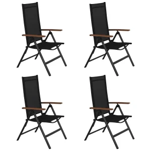 4xLamira tuinstoel verstelbare stoel, zwart en teak armleuningen. 4xLamira tuinstoel verstelbare stoel, zwart en teak armleuningen.