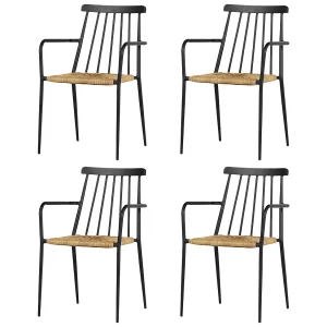 4xEvira tuinstoel stapelbaar, zwart en naturel. 4xEvira tuinstoel stapelbaar, zwart en naturel.