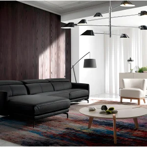 Bank zwart rundleder chaise longue 6040 ANGEL CERDA Bank zwart rundleder chaise longue 6040 ANGEL CERDA