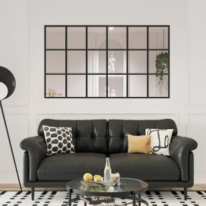 Glazen binnenraam in orangeriestijl van aluminium – 180 x 105 cm – Zwart – ORANSA Glazen binnenraam in orangeriestijl van aluminium – 180 x 105 cm – Zwart – ORANSA