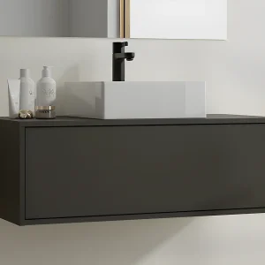 Hangend badkamermeubel met enkele wastafel, antraciet, 94 cm, TEANA Hangend badkamermeubel met enkele wastafel, antraciet, 94 cm, TEANA