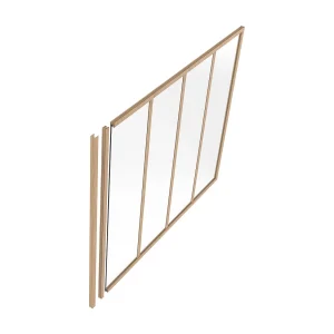 Afsluitlat in aluminium met poedercoating voor glazen binnenraam H105 cm Lichte houtlook BAYVIEW