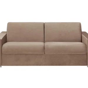4-zits slaapbank van fluweel CALITO – Beige – Slaapafm. 160 cm – matras 14 cm – Koop nu
