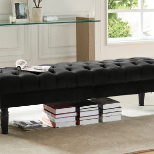 Bank voor voeteneinde bed RINALDO – Zwart fluweel