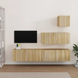 4-delige Tv-meubelset bewerkt hout sonoma eikenkleurig NL42105 4-delige Tv-meubelset bewerkt hout sonoma eikenkleurig NL42105