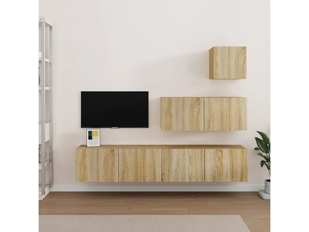 4-delige Tv-meubelset bewerkt hout sonoma eikenkleurig NL42105