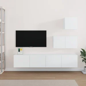 4-delige Tv-meubelset bewerkt hout wit NL477094 4-delige Tv-meubelset bewerkt hout wit NL477094