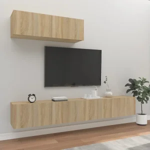 3-delige Tv-meubelset bewerkt hout sonoma eikenkleurig NL91975 3-delige Tv-meubelset bewerkt hout sonoma eikenkleurig NL91975