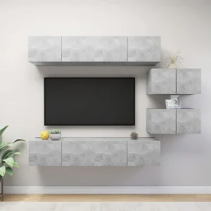 6-delige Tv-meubelset bewerkt hout betongrijs NL354944 6-delige Tv-meubelset bewerkt hout betongrijs NL354944