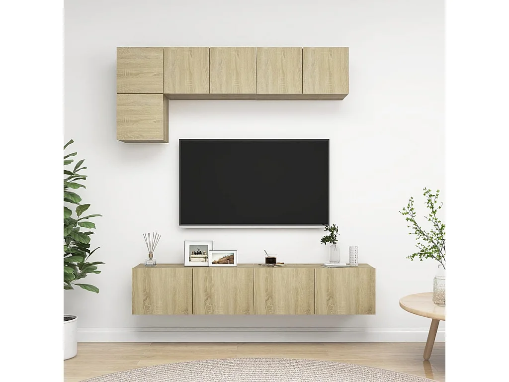 5-delige Tv-meubelset bewerkt hout sonoma eikenkleurig NL71791