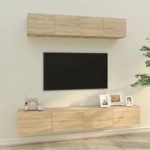 4-delige Tv-meubelset bewerkt hout sonoma eikenkleurig NL55957 4-delige Tv-meubelset bewerkt hout sonoma eikenkleurig NL55957