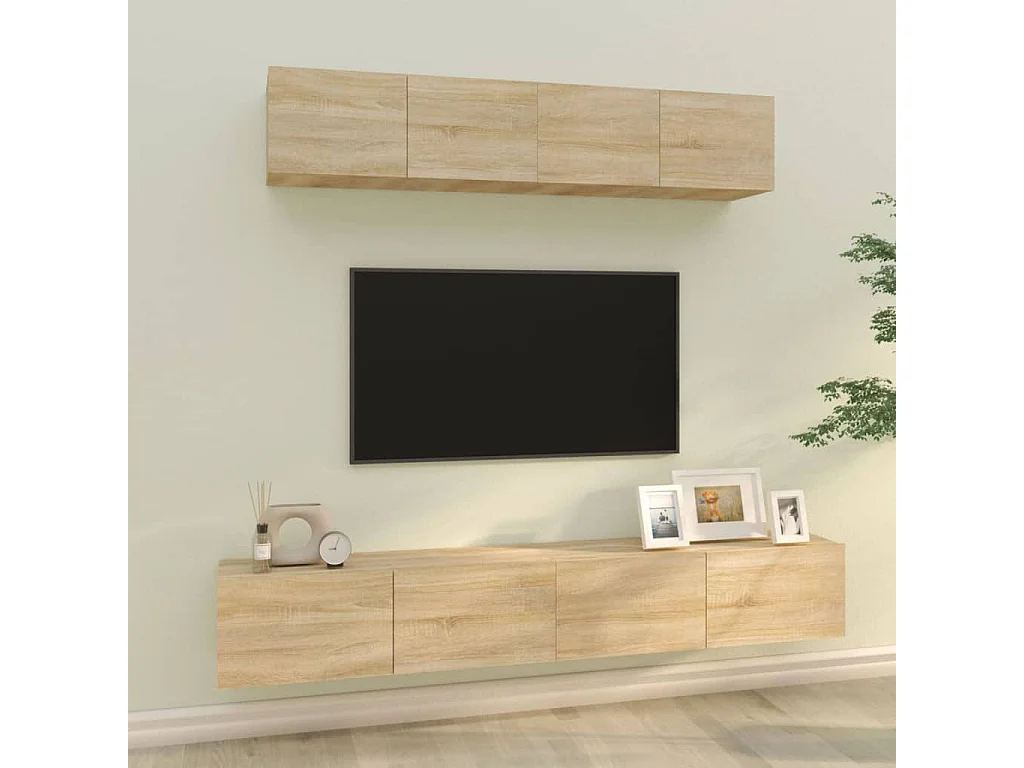 4-delige Tv-meubelset bewerkt hout sonoma eikenkleurig NL55957