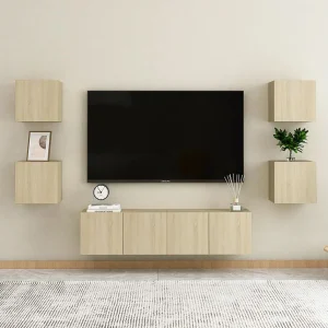 6-delige Tv-meubelset bewerkt hout sonoma eikenkleurig NL49006