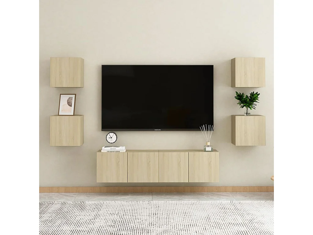 6-delige Tv-meubelset bewerkt hout sonoma eikenkleurig NL49006