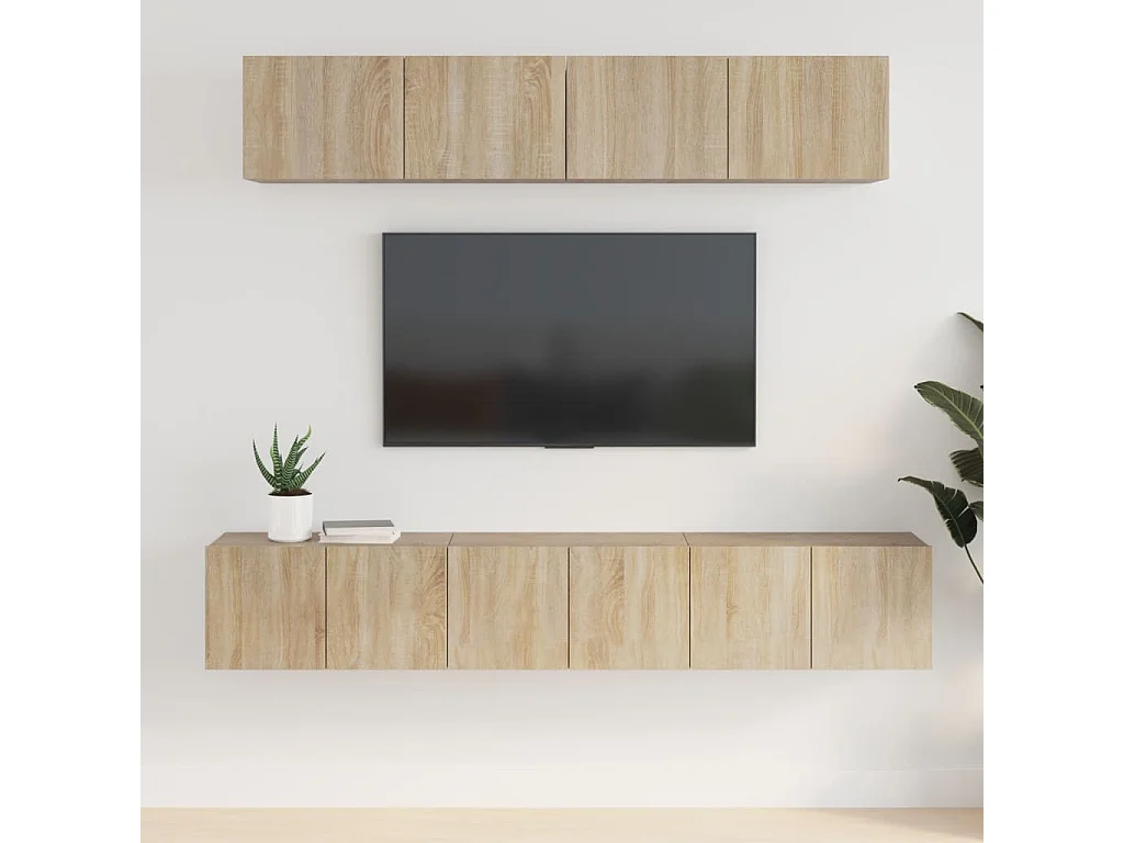 5-delige Tv-meubelset bewerkt hout sonoma eikenkleurig NL80719