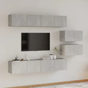 6-delige Tv-meubelset bewerkt hout betongrijs NL826214 6-delige Tv-meubelset bewerkt hout betongrijs NL826214