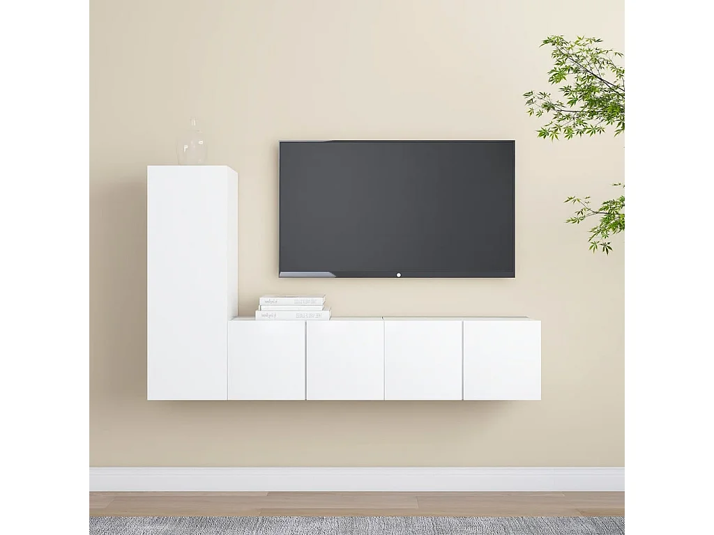 3-delige Tv-meubelset bewerkt hout wit NL480936