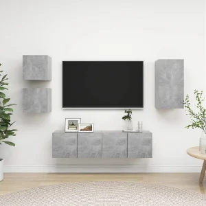 5-delige Tv-meubelset bewerkt hout betongrijs NL901577 5-delige Tv-meubelset bewerkt hout betongrijs NL901577