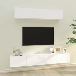 4-delige Tv-meubelset bewerkt hout wit NL643584 4-delige Tv-meubelset bewerkt hout wit NL643584
